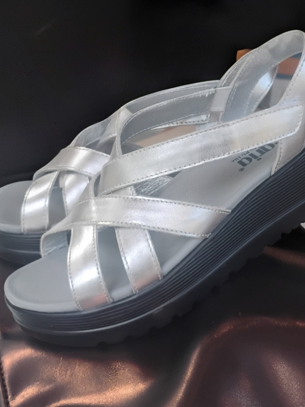 Women's Alegria Silver Wedge Sandals 8